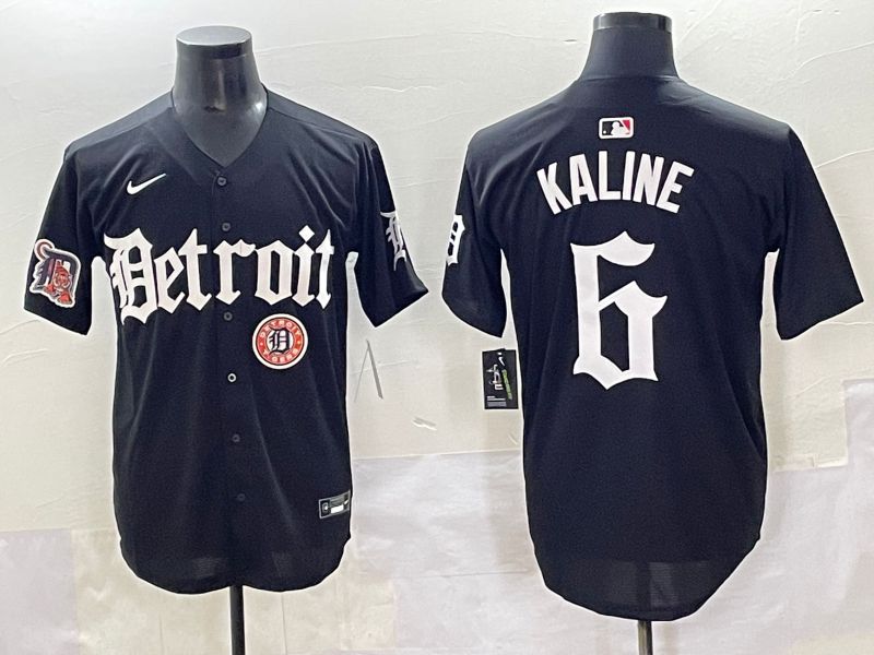 Men 2025 Detroit Tigers #6 Kaline Black Five generations Joint Name Nike MLB Jersey style 20->detroit tigers->MLB Jersey